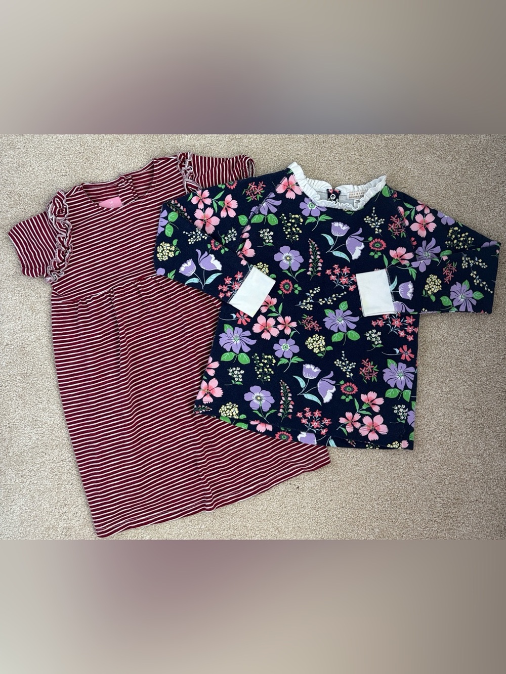 TBBC Cassidy Comfy Crewneck sweatshirt & Bisby maroon striped dress, size 7